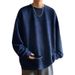 Suede Hoodie Men's Autumn Loose Top Shirt Men's Round Neck Long Sleeved Base Shirt_viptrois.com