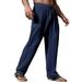 Men's Breathable Linen Cotton Pants - Relaxed Fit With Drawstring Waist Straight Leg (White/Black/Dark Khaki/Light Blue/Navy/Olive) - Sizes S-5xl_viptrois.com