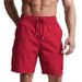 Summer Men's Solid Color Cargo Shorts American Style High Street Casual Commuter Drawstring Loose Straight Leg_viptrois.com
