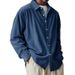 Men's Corduroy Long-Sleeve Shirt - European Fit Casual Button-Up (Sky Blue/Navy/White/Black/Grey, S-4XL)_viptrois.com