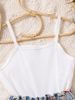 Mother & Kids Cross-border Cute Girls Jumpsuit Suspender Pit Denim Print Suit Wholesale Dropshipping_viptrois.com