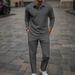 Men's Autumn And Winter Long Sleeved Trousers Suit Suitable For Daily Leisure And Outdoor Sports Lapel Polo Shirt Suit_viptrois.com