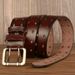 Factory special wholesale new double pin buckle men's belt cowhide personality belt men's casual jeans belt_viptrois.com