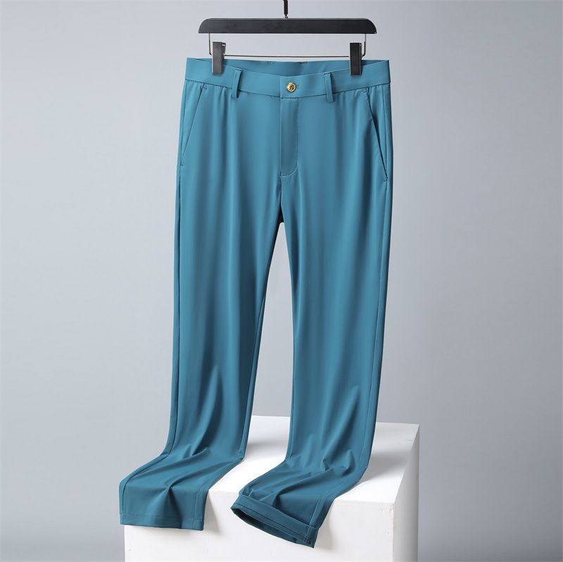 Men's Clothing Ice Silk Men's Suit Trousers In Summer, Thin Style, Business Casual, Straight And Versatile Middle Aged Men's Suit Trousers_viptrois.com