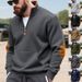 Men’s Half-Zip Fleece Hoodie – Oversized Patchwork Pullover With Stand Collar & Contrast Panels (S-XXXL, Brushed Lining)_viptrois.com