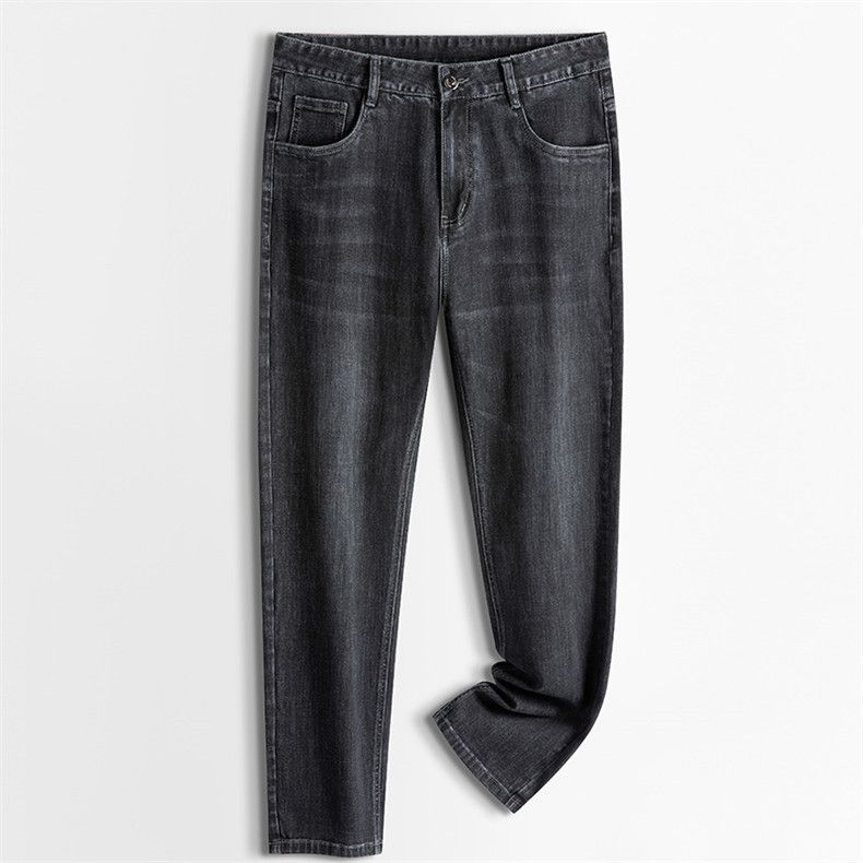 Spring And Autumn Men's Slightly Stretchy Jeans Middle-aged New Outdoor Mid-waist Business Solid Color Long Pants Casual_viptrois.com