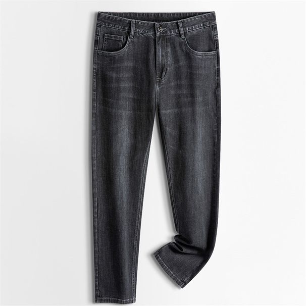 Spring And Autumn Men's Slightly Stretchy Jeans Middle-aged New Outdoor Mid-waist Business Solid Color Long Pants Casual_viptrois.com