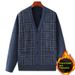 Pure Clothing Middle-aged And Elderly Men, Fleece-lined Thickened Cardigan, Winter Warm V-neck Sweater Dad, Knitted Jacket_viptrois.com