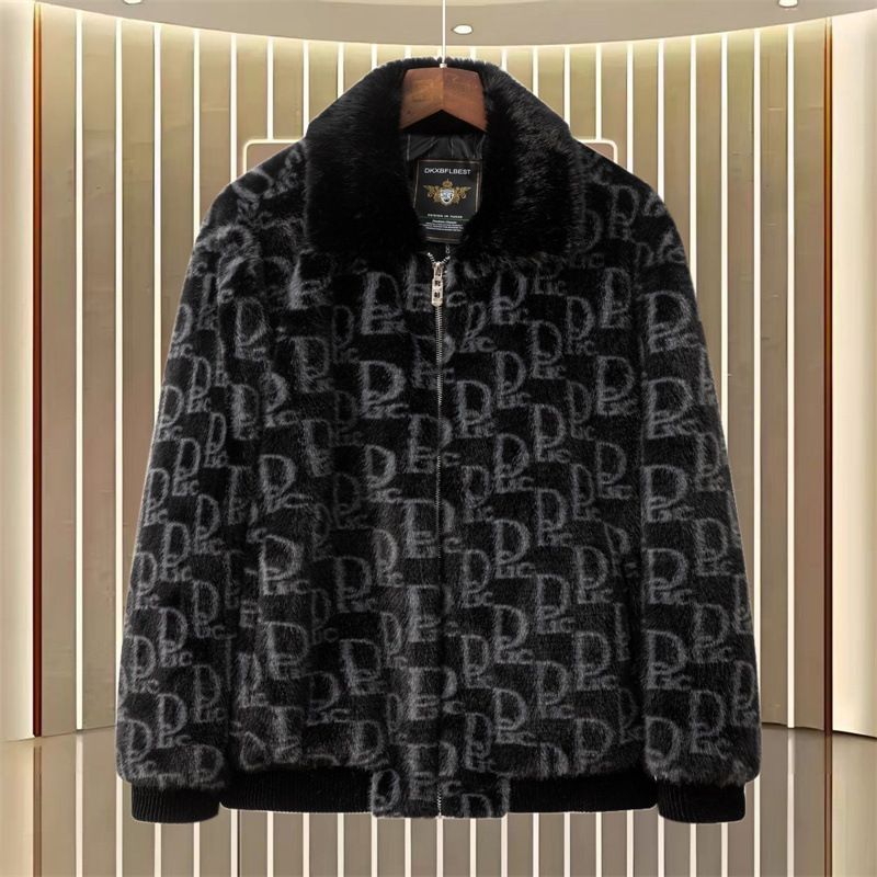 Winter Mink Velvet Three-dimensional Text Lapel Thickened Warm Fashion Casual Jacket_viptrois.com