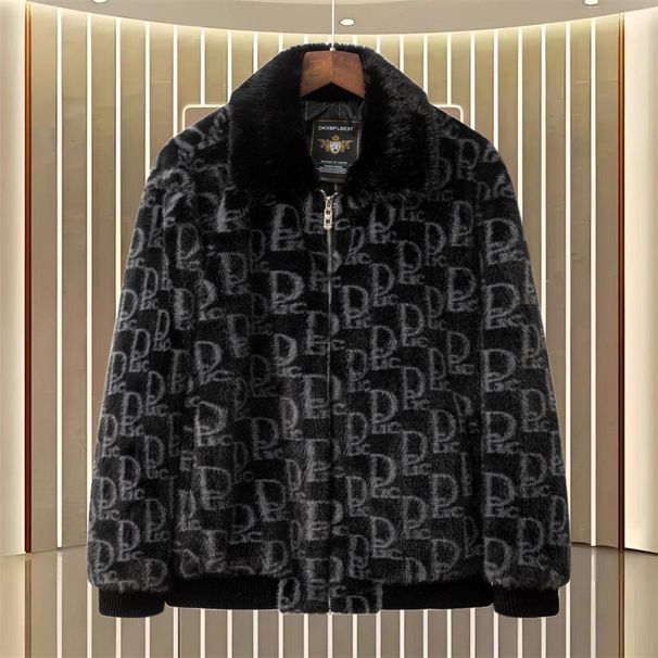 Winter Mink Velvet Three-dimensional Text Lapel Thickened Warm Fashion Casual Jacket_viptrois.com