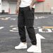 Men's Casual Cargo Pants With Drawstring Waist Multi-Pockets Lightweight Polyester Cotton Blend, Straight Leg Tactical Pants For Outdoor Work Travel_viptrois.com