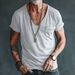 Men's Moisture-Wicking V-Neck T-Shirt - Slim Fit Breathable Polyester Casual Tee With Pocket Detail_viptrois.com