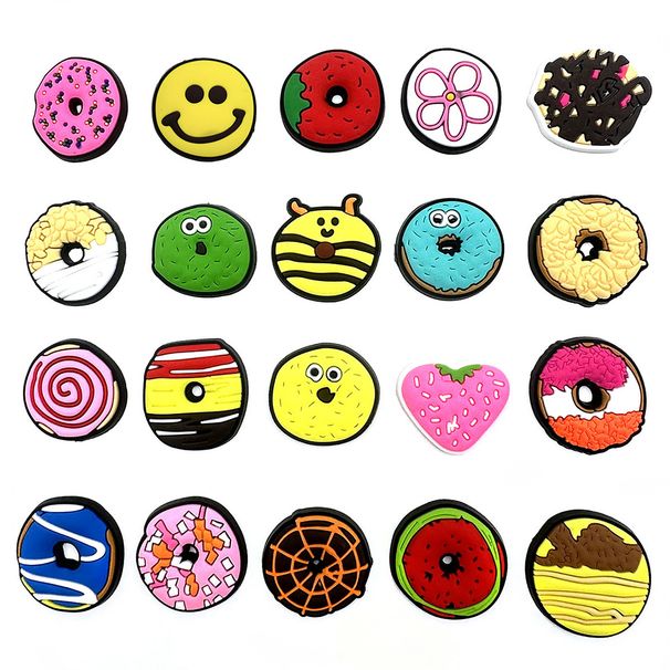 20 Set Cartoon Donut Series Shoes Flower Shoe Buckle Soft Glue Cute Garden Shoe Accessories Accessories_viptrois.com