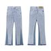 High Street Splicing Washed Light Colored Jeans For Men's Hiphop Trendy Straight Leg Pants With A Niche Design And_viptrois.com