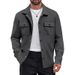 Foreign Trade Cross-border American Heavy Tooling Retro Commuter Single-breasted Lapel Jacket Casual Long-sleeved Shirt Velvet Men_viptrois.com