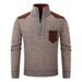 "Men's Fleece-Lined Half-Zip Knit Sweater – Breathable Thermal Pullover With Stand Collar"_viptrois.com