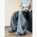 American-style Wide-leg Curved Jeans Men, Spring And Autumn Trendy Brand Long Pants, Straight-leg, Large Size, Loose_viptrois.com