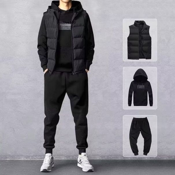 Pulse Autumn Hooded Sweatshirt Three-Piece Set For Men New Stylish Trendy Outfit Sports Suit Casual Vest Men's Clothing_viptrois.com
