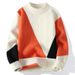 Men's Clothing Knitted Sweater Winter Warm Semi-Turtleneck Pullover With Jacquard Pattern, Soft Modal Blend Fabric, Slim Fit Long Sleeve Casual Top_viptrois.com