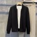 Spring And Autumn Double Zipper Solid Color Sweater Cardigan Simple Korean Version Baseball Collar Stretch Slim Fit_viptrois.com