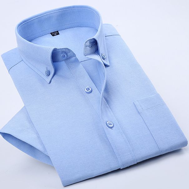 Men's Clothing Summer Shirt Men Spring And Autumn Fashion Men Youth Solid Color Shirt New Style Casual Simple Blue Long Sleeve Solid Color_viptrois.com