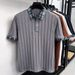 Men's Clothing Summer Men's Collared Short Sleeve Shirt Gem Button Color Block Jacquard Knit T-Shirt For Formal & Casual_viptrois.com