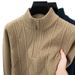 Medium And Green Half-zipper Sweater Men's Thickened Warm Business Casual Pullover Bottoming Knitted Sweater Men's Clothing_viptrois.com