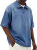 Men's Washed Cotton Long Sleeve Zip-Up Stand Collar T-Shirt – Summer Casual & Stylish Polo Shirt_viptrois.com