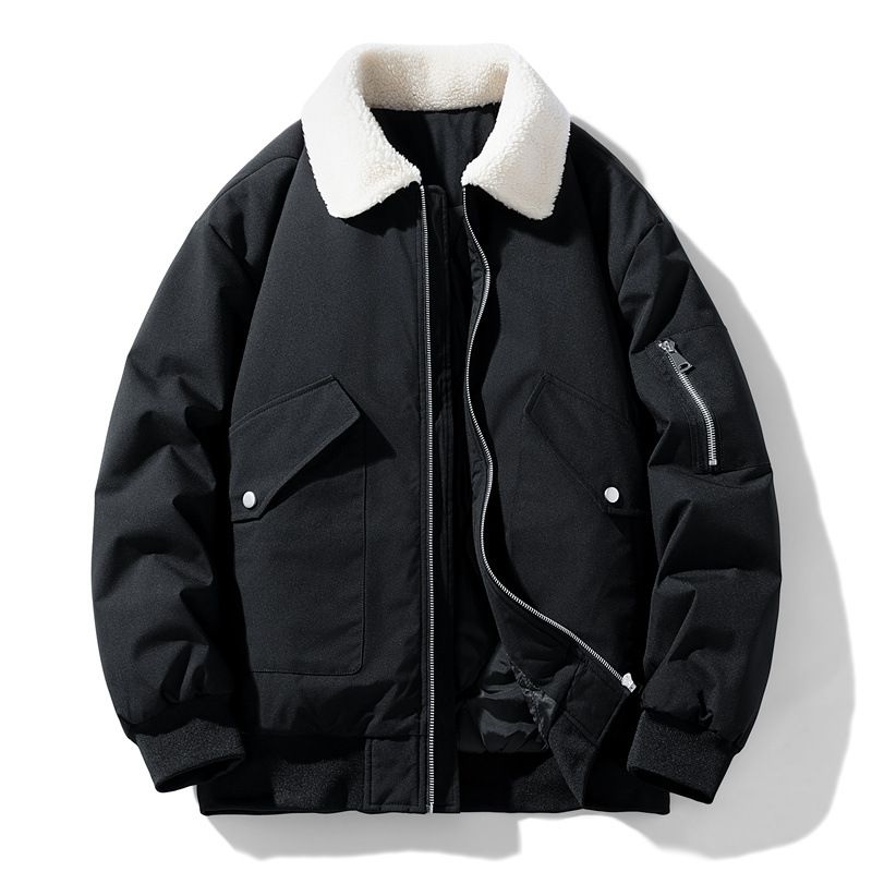 Fattened Plus Size Lamb Wool Jacket Cotton Jacket Men's Loose Fat Thickened Cotton Jacket_viptrois.com