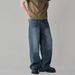 "Men's Distressed Wash Wide Leg Jeans – Vintage-Inspired Relaxed Fit Denim Pants With Raw Hem (90s Retro Style, High Waist Comfort"_viptrois.com