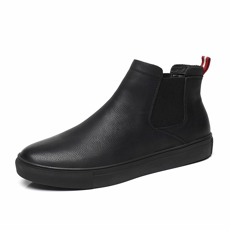European Warm Series 2025 New Men's Short Genuine Leather Martin With Fleece Lining Warm Slip-On Fashion Boots For Autumn And Winter_viptrois.com