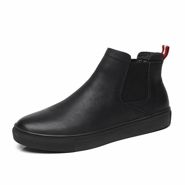 European Warm Series 2025 New Men's Short Genuine Leather Martin With Fleece Lining Warm Slip-On Fashion Boots For Autumn And Winter_viptrois.com