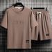Men's Short Sleeved T-Shirt Set Casual Loose Fit Summer Sports Two Piece Trendy Youth Outfit_viptrois.com