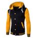 Loom Cross-Border Source European And American Hooded Baseball Shirt Men's Slim Fit Cardigan Short Fleece Sweatshirt W869_viptrois.com