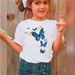 Kids’ Clothing Girls Fantasy Blue Butterfly Pattern Printed Girls Round Neck Short Sleeved T Shirt_viptrois.com