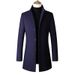 Loom Loom Autumn Winter Men's Mid-Length Single-Breasted Trench European American Style Solid Color Simple Stand Collar Wool Coat_viptrois.com