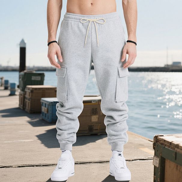 Men's Clothing Autumn And Winter Casual Pants Heavyweight Loose High Street Sports Multi Pocket Workwear Trousers_viptrois.com