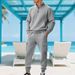 Men's Heavyweight Jacquard Check Stand Collar Casual Work Pants Autumn Winter Outdoor Sweatshirt Set Loose Fit_viptrois.com