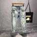 Men's Clothing Autumn Light Luxury Fashion Ripped Paint Jeans For Men Trendy Elastic Slim Fit Casual Skinny Trousers_viptrois.com