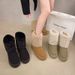 2024 winter new cross border thick soled sleeve short tube plush snow boots women's mid tube splicing foreign trade 42 size boots_viptrois.com