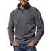 Autumn And Winter Men's Polar Fleece Top Solid Color Simple Casual Stand Collar Pullover Sweater_viptrois.com