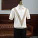 Men's Clothing Polo Shirt V Neck Short Sleeved Knitted Sweater Striped Triangle Slim Business Ice Silk Summer T Shirt_viptrois.com