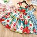 Girls Skirt Summer New Korean Style Fashionable Pleated Dress For Middle And Large Children Princess Floral Suspender Skirt_viptrois.com