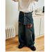 Men's Clothing Two Piece Pocket Jeans For Men And Women Spring And Autumn American Oversize Pants High Street Loose Wide Leg Trousers_viptrois.com