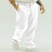 Men's Clothing Men's Breathable Linen Fashionable Loose Mid Waist Loose Straight Casual Trousers_viptrois.com