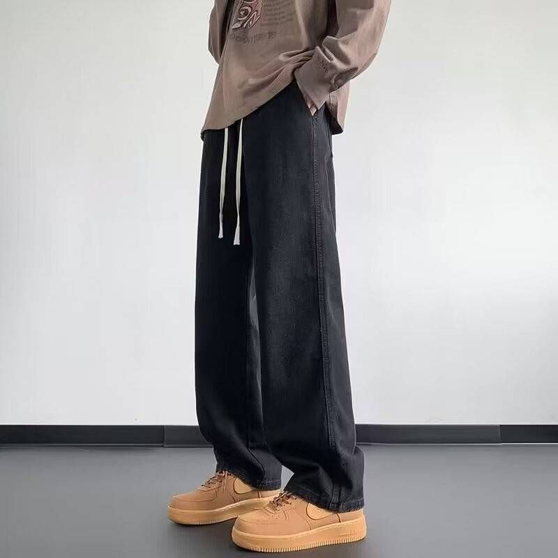 Men's Clothing Hot Selling Summer New Men's Loose Casual Design Niche Straight Wide Leg Denim Trousers_viptrois.com