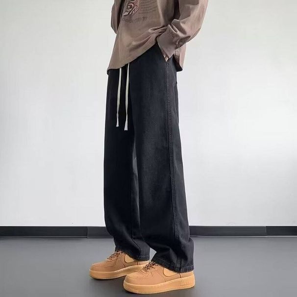 Men's Clothing Hot Selling Summer New Men's Loose Casual Design Niche Straight Wide Leg Denim Trousers_viptrois.com