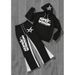 Retro Star Print Hoodie & Jogger Set | 3D Graphic Unisex Streetwear | Vintage American Style Two-Piece Outfit_viptrois.com