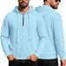 Men's Jacquard Knitted Half-zip Solid-color Long-sleeved Pullover Casual Loose Large-sized Hooded Sweatshirt_viptrois.com