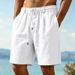 Men's Casual Loose Linen Shorts Summer Simple Commuting Sports Beach Five Point Bottoms_viptrois.com